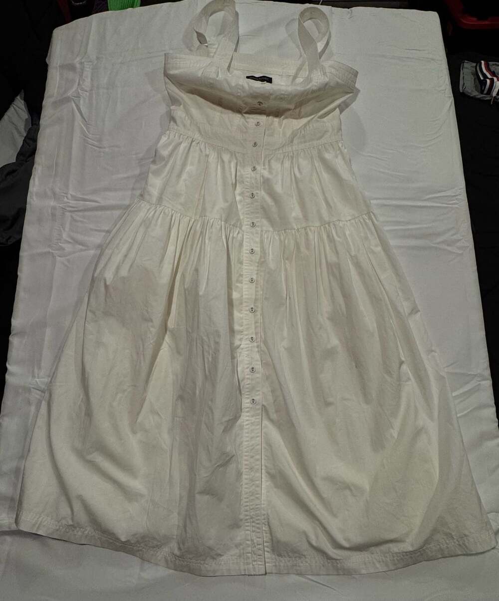 Banana Republic Poplin Tiered Midi Dress Off White Size 2